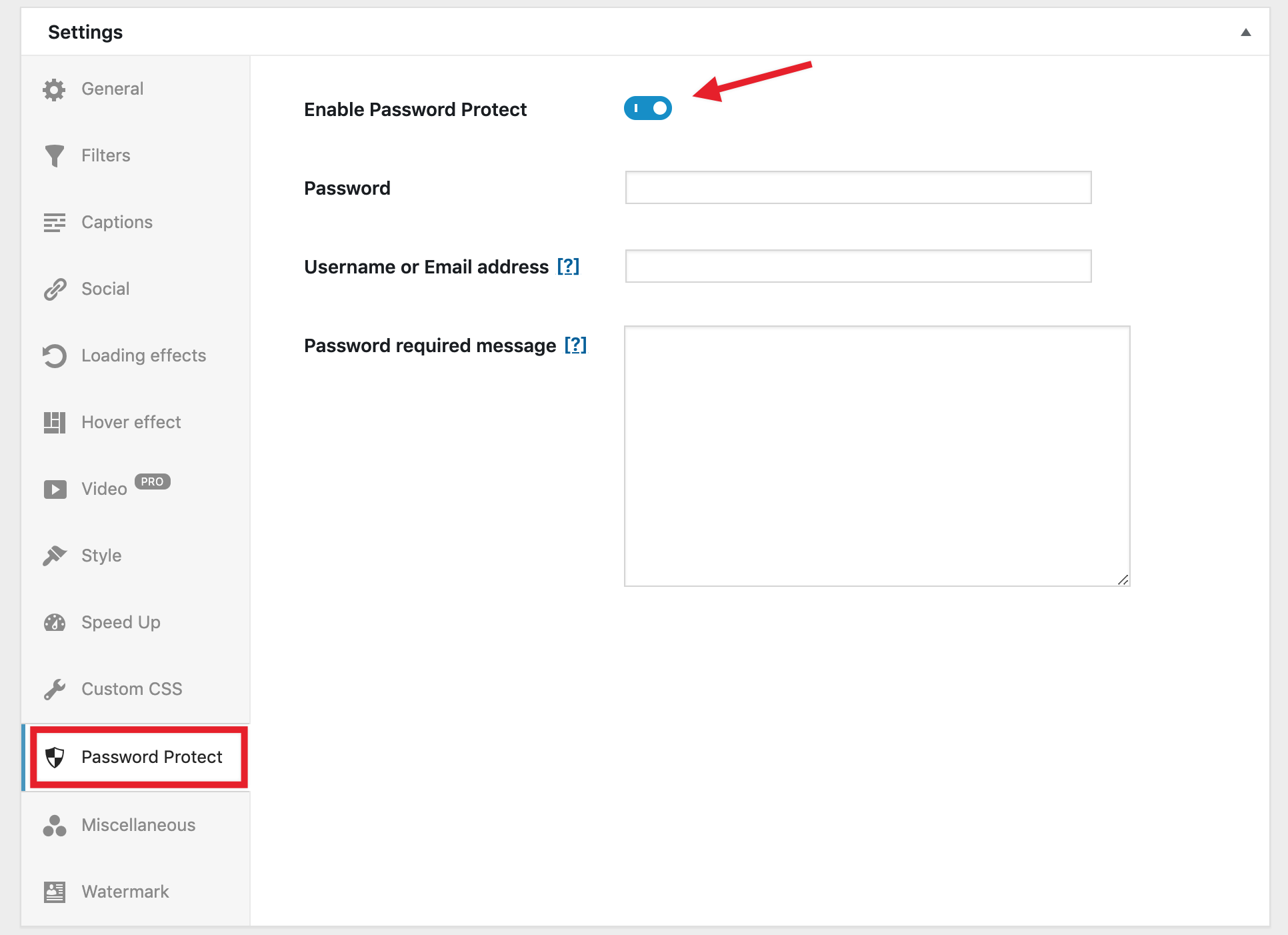 Password protect your galleries with Modula