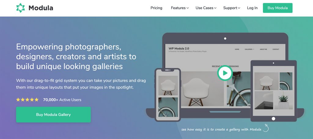 Modula homepage screenshot