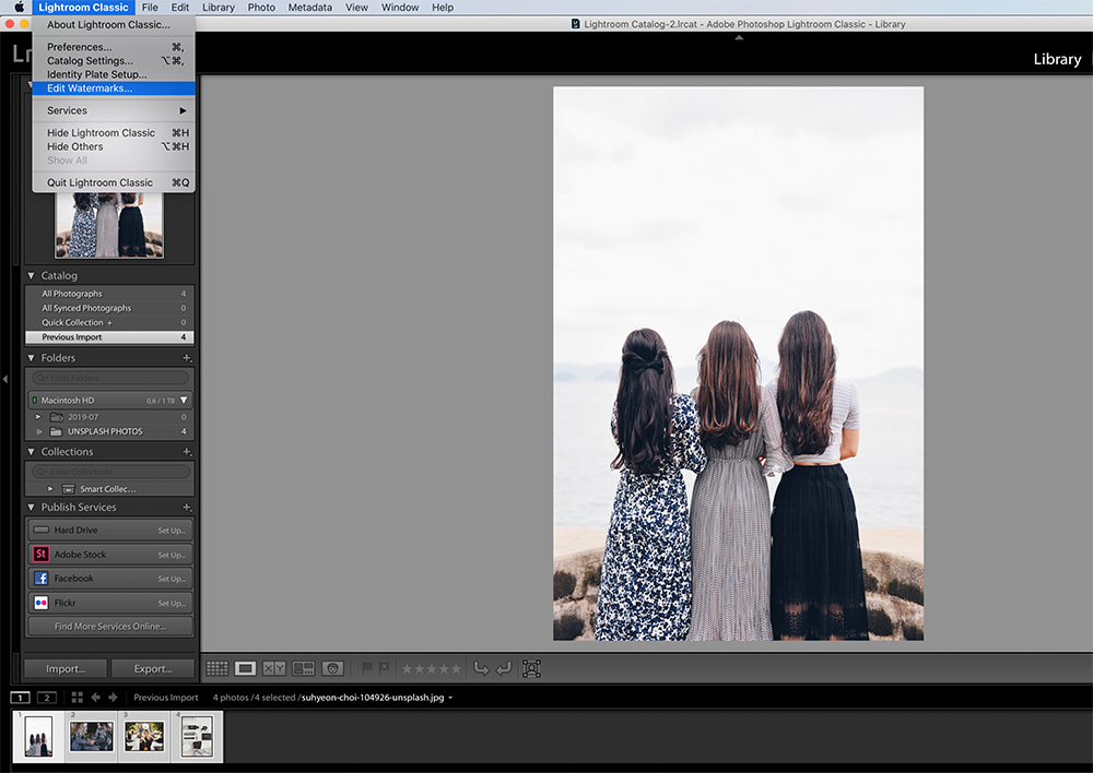 Step Two: Editing watermarks in Lightroom