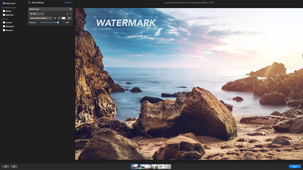 Step 3: Applying a watermark in Photobulk