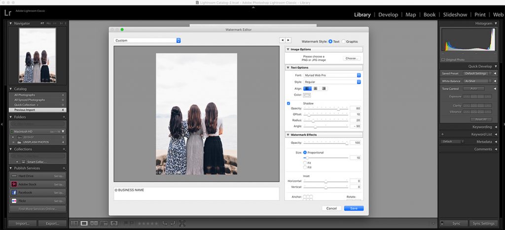 Add your business name to the watermark
