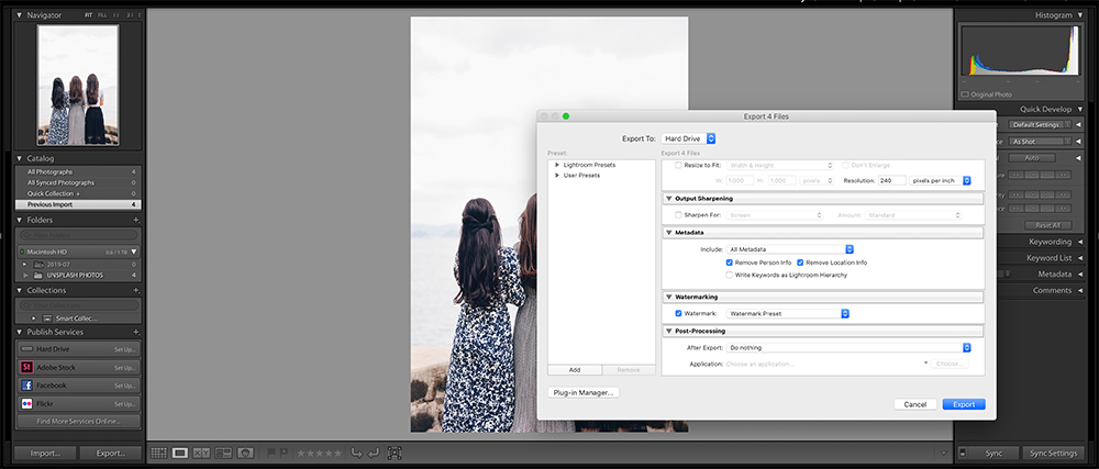 Step One: Creating a watermark in Lightroom