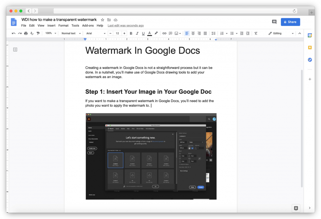 watermark in google docs