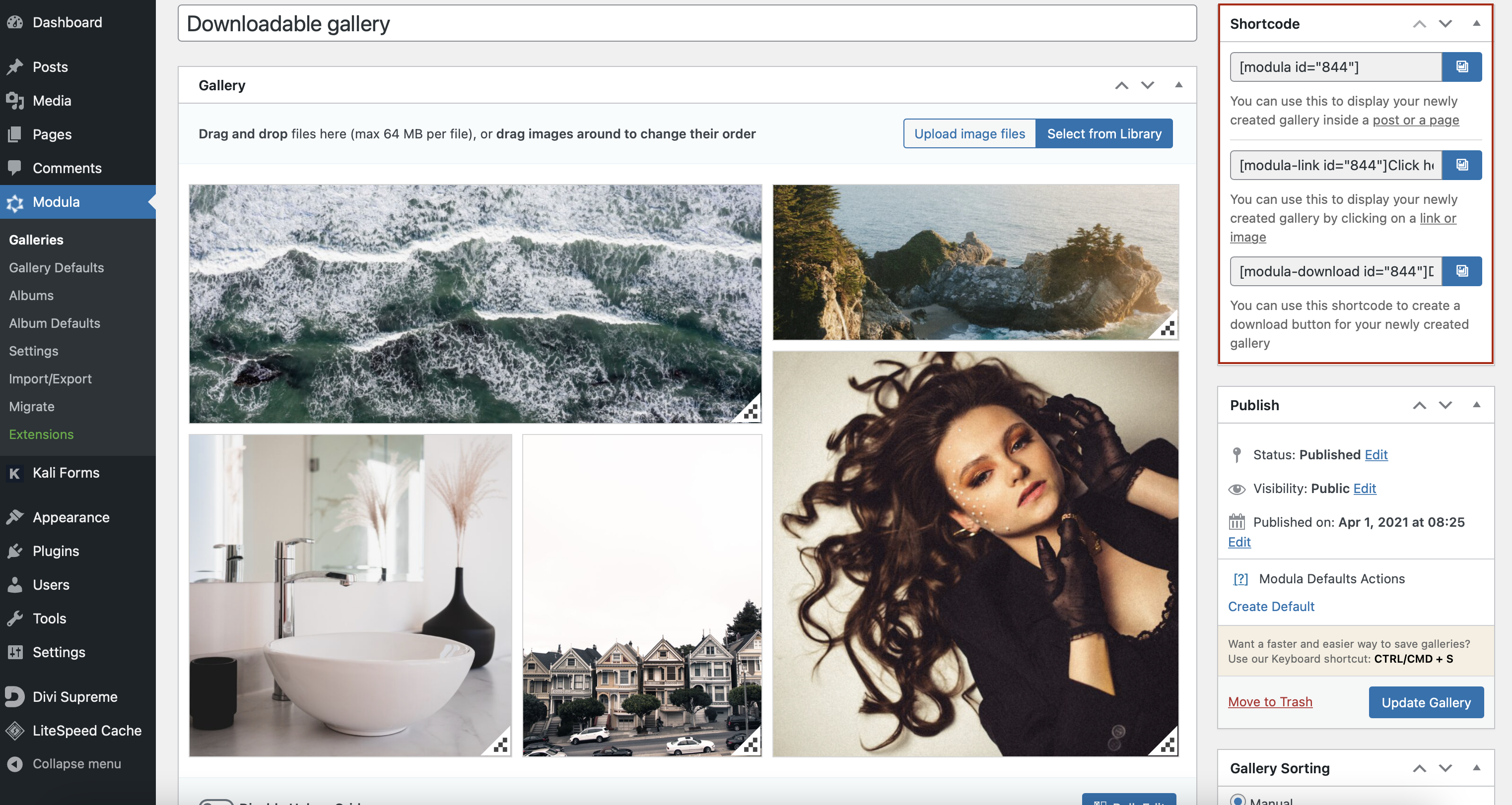 downloadable gallery for WordPress