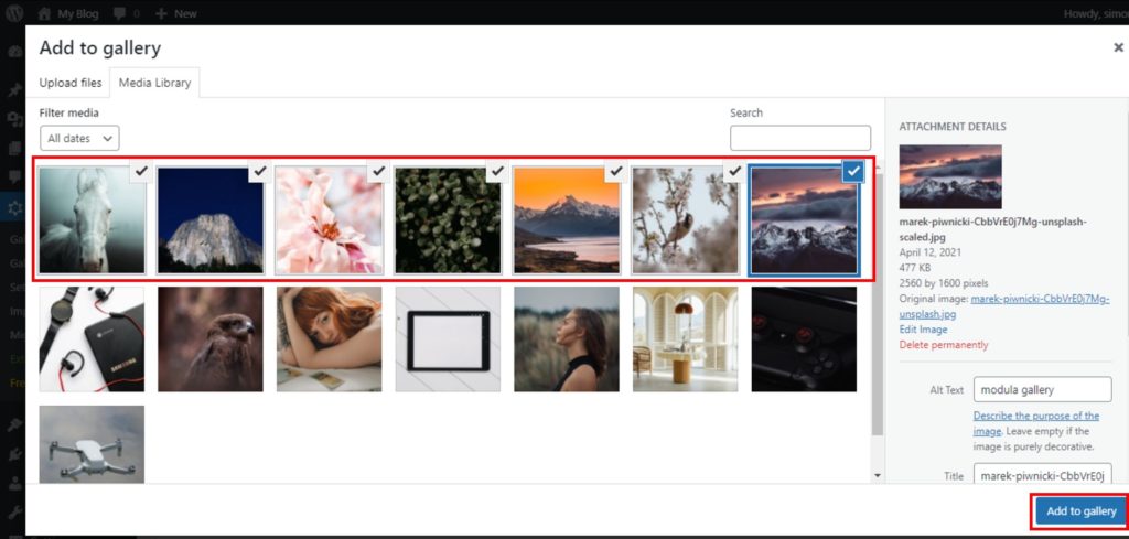 add images to your online photo gallery