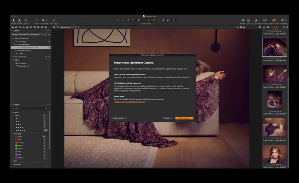 Capture One editing interface