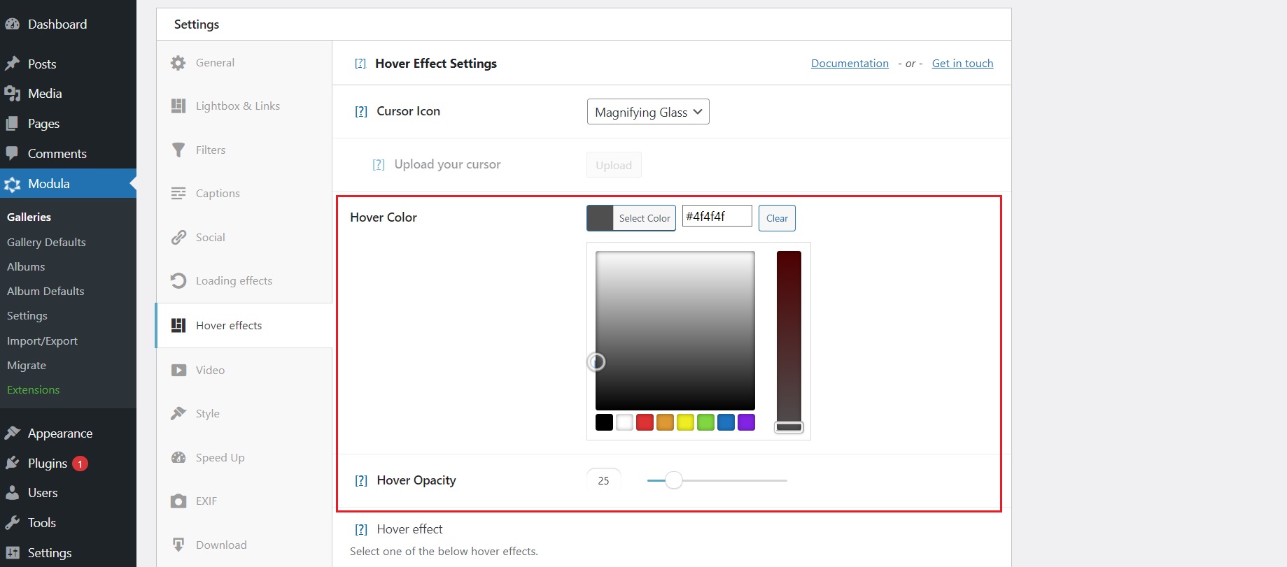 Hover color setting