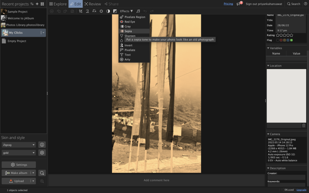 image editing tools in jalbum