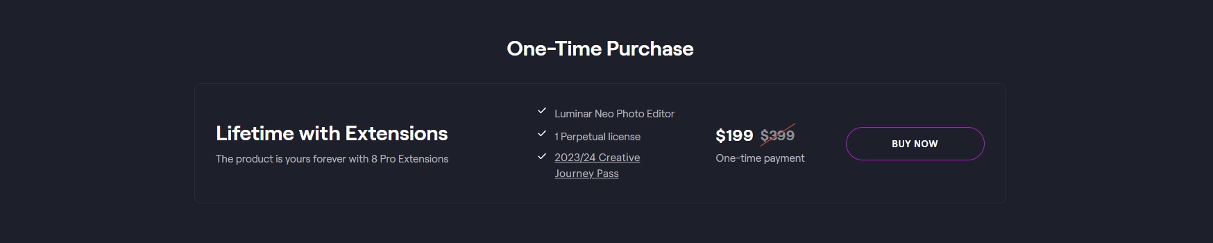 Luminar Neo lifetime pricing