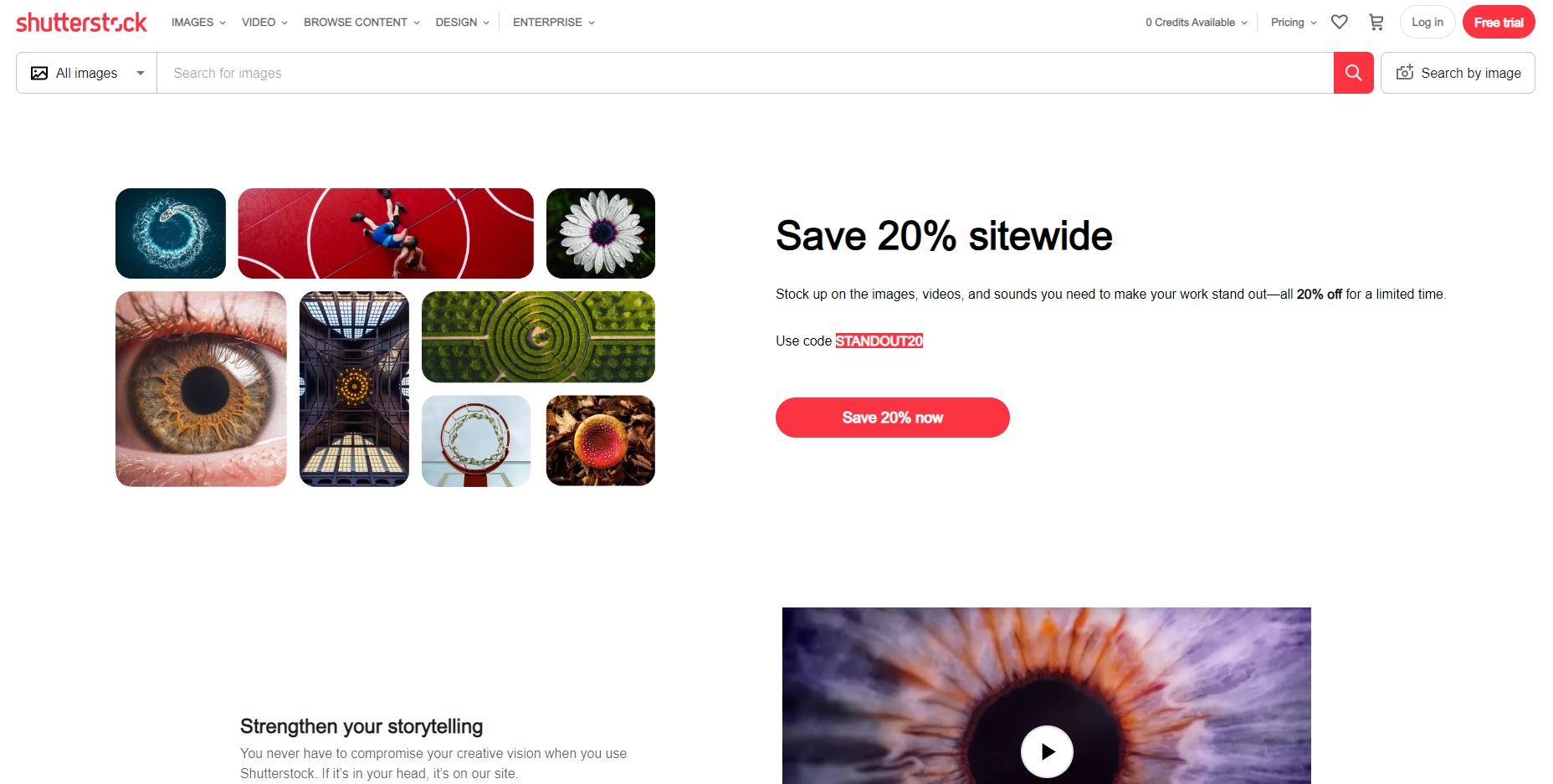 Shutterstock landing page