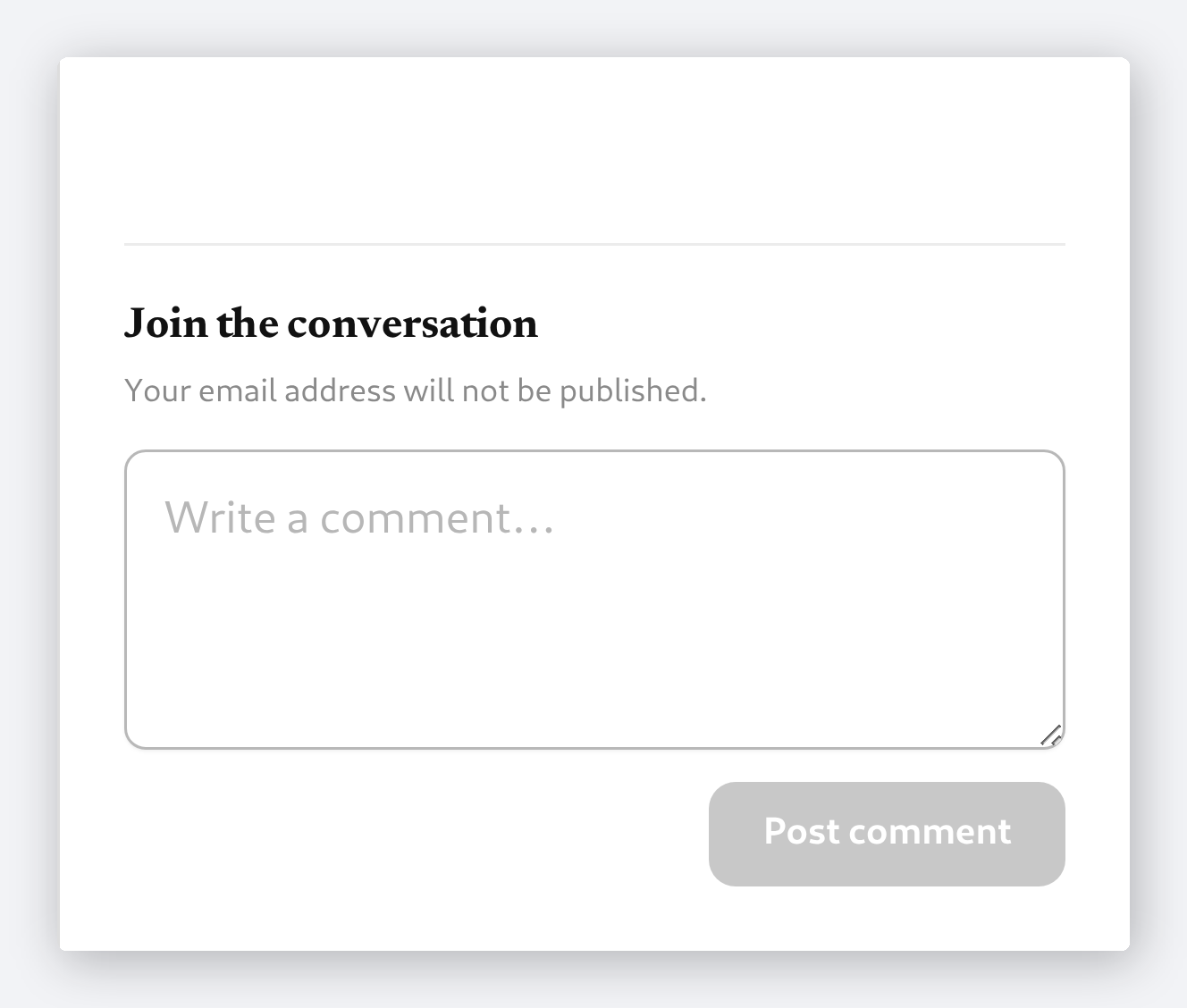 The comment box at the foot of the lightbox sidebar