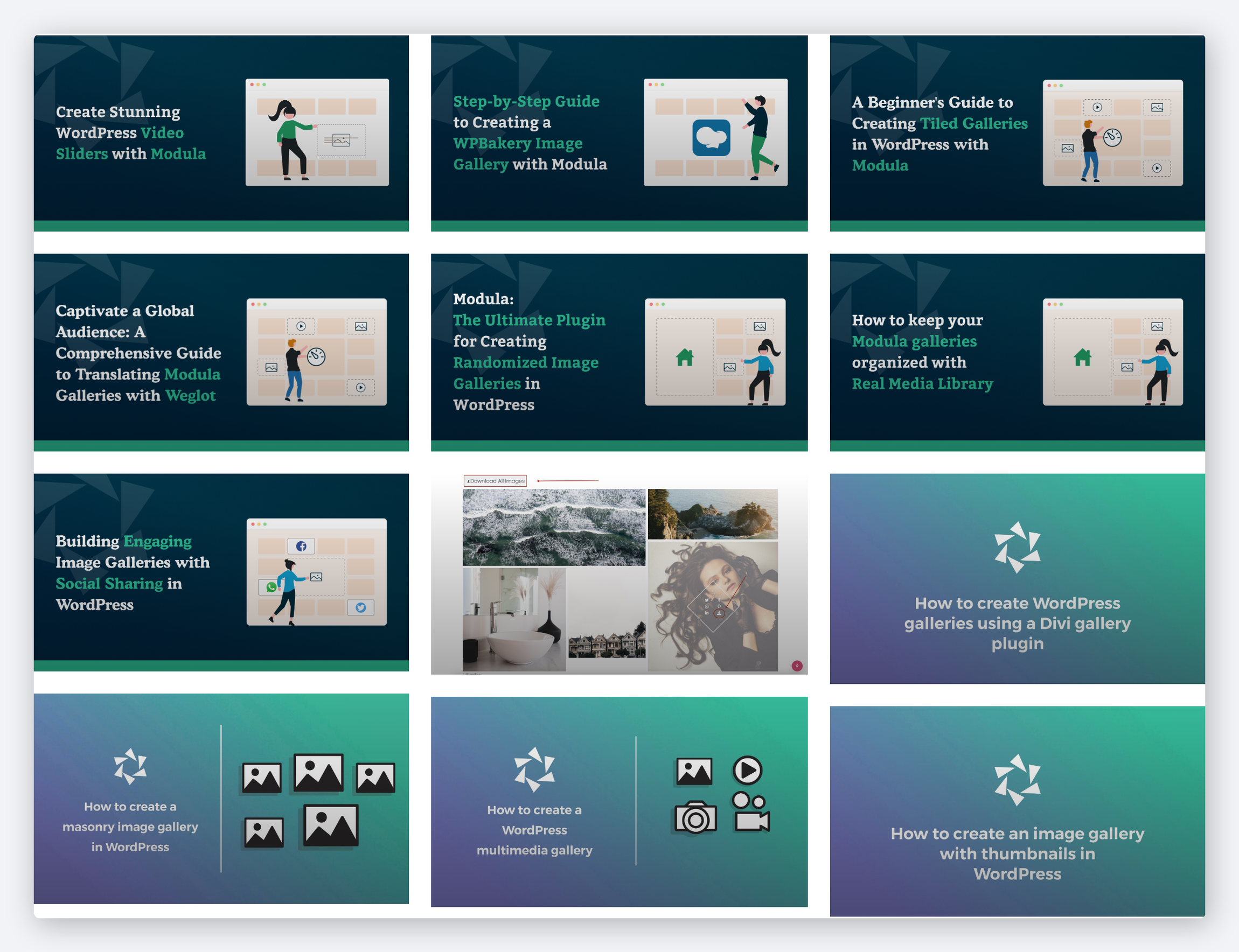 A gallery generated from journal posts, each photograph linking back to its article