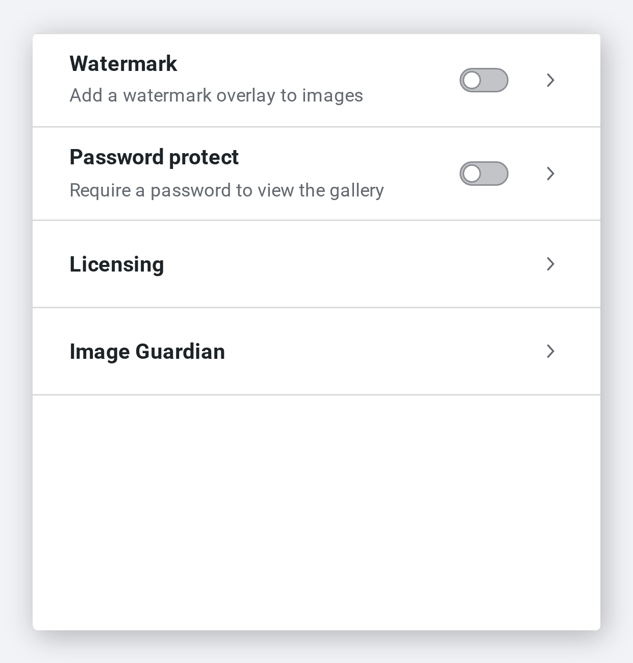 The Protection panel with right-click, URL and blur protection