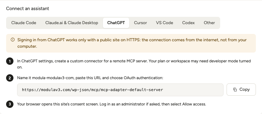 modula-chatgpt-connection-steps